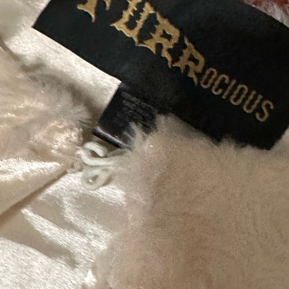 FURROCIOUS Satin Lined Fur Cardigan Cape In White - Picture 5 of 7